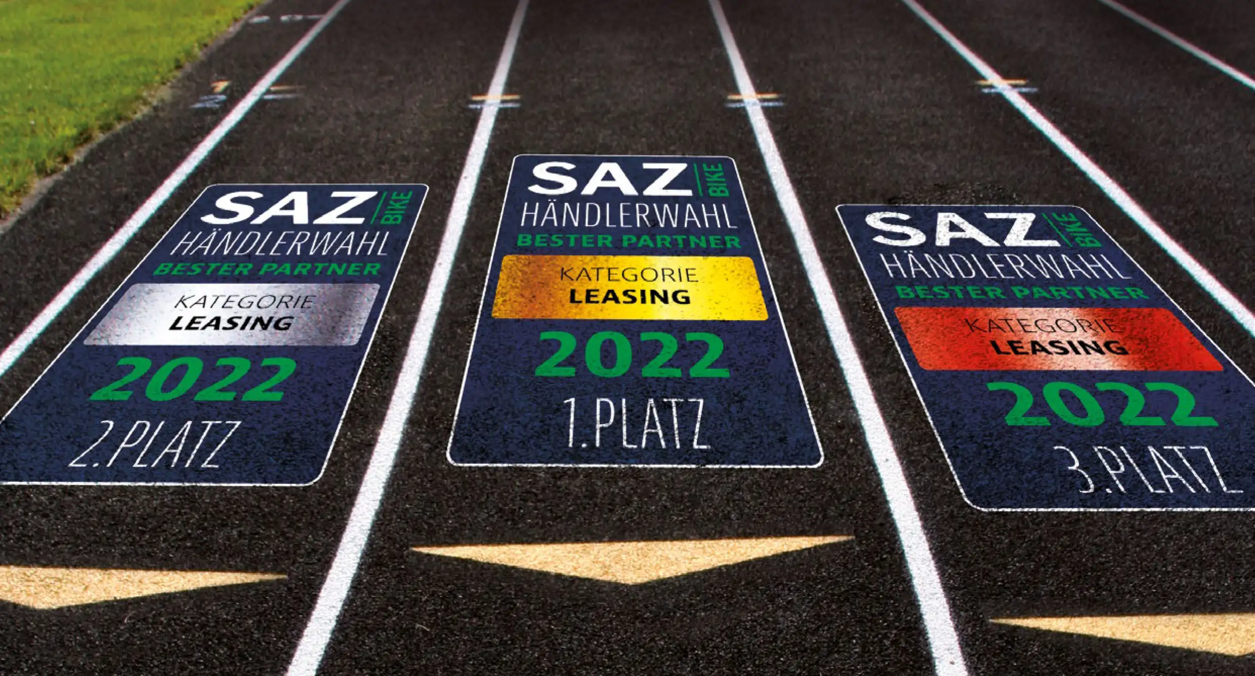 SAZbike Awards 2022: Plaketten für ersten, zweiten, dritten Platz in der Kategorie Leasing SAZbike Awards 2022: Plaketten für ersten, zweiten, dritten Platz in der Kategorie Leasing